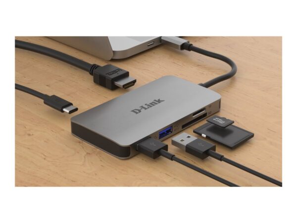 D-LINK USB-C 6-en-1 HDMI SD /microSD card reader and charging