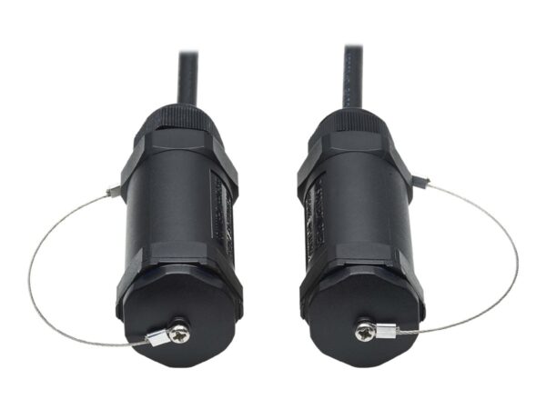 EATON High-Speed Armored HDMI Fiber Active Optical Cable AOC with Hooded Connectors and Reel 4K 60Hz HDR IP68 M/M Black 70m
