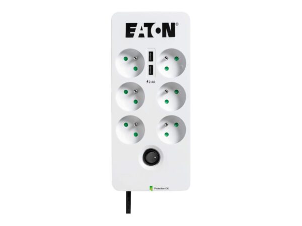 EATON Multiprises parafoudre 10A Protection Box 6 prises FR Port USB