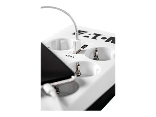 EATON Multiprises parafoudre 10A Protection Box 8 prises FR avec protection de ligne Tel/Internet port USB