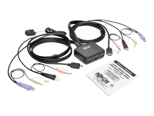 EATON TRIPPLITE 2-Port USB/HD Cable KVM Switch with Audio/Video Cables and USB Peripheral Sharing