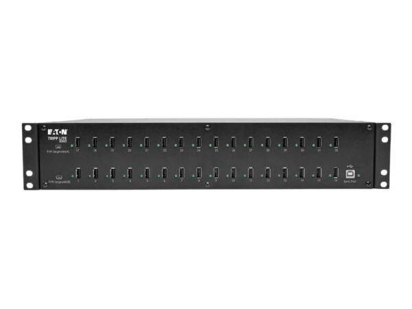 EATON TRIPPLITE 32-Port USB Charging Station with Syncing 230V 5V 80A 400W USB Charger Output 2U Rack-Mount