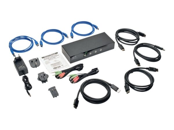 EATON TRIPPLITE 4-Port DisplayPort KVM Switch with Audio Cables and USB 3.0 SuperSpeed Hub