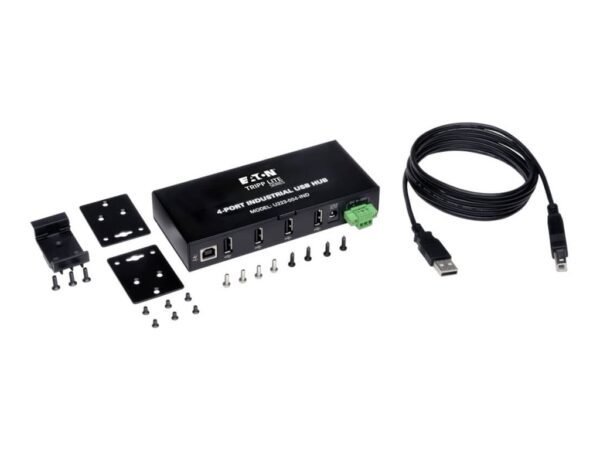 EATON TRIPPLITE 4-Port Industrial-Grade USB 2.0 Hub 15kV ESD Immunity Metal Housing Mountable