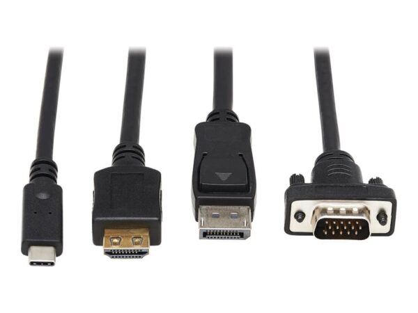 EATON TRIPPLITE 4-Port Presentation Adapter 4K 60Hz 4:4:4 HDMI DP USB-C and 1080p VGA to HDMI Built-In Cables