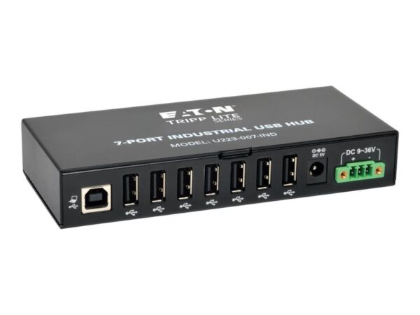 EATON TRIPPLITE 7-Port Industrial-Grade USB 2.0 Hub 15kV ESD Immunity Metal Housing Mountable