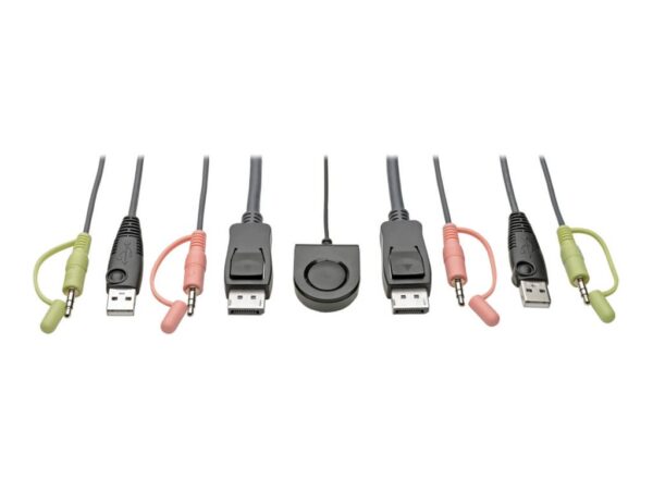 EATON TRIPPLITE Commutateur KVM 2 ports DisplayPort 1.1/USB avec audio/vidéo câbles intégrés partage de périphériques USB