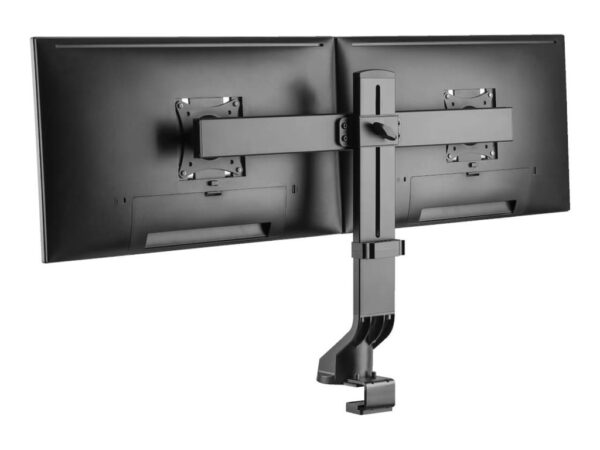 EATON TRIPPLITE Dual-Display Monitor Arm with Desk Clamp and Grommet – Height Adjustable 17p to 27p Monitors