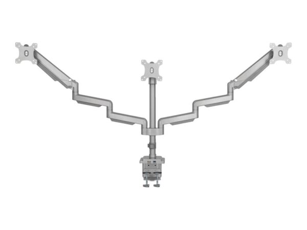 EATON TRIPPLITE Triple-Display Flex-Arm Desktop Clamp for 17inch to 30inch Flat-Screen Displays – USB and Audio Ports Aluminum