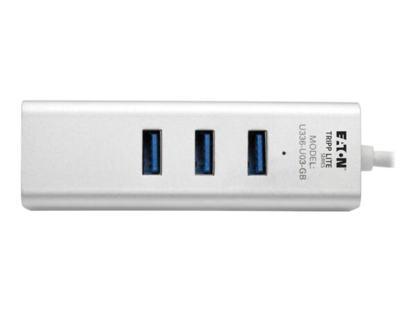 EATON TRIPPLITE USB 3.0 SuperSpeed to Gigabit Ethernet NIC Network Adapter with 3 Port USB 3.0 Hub