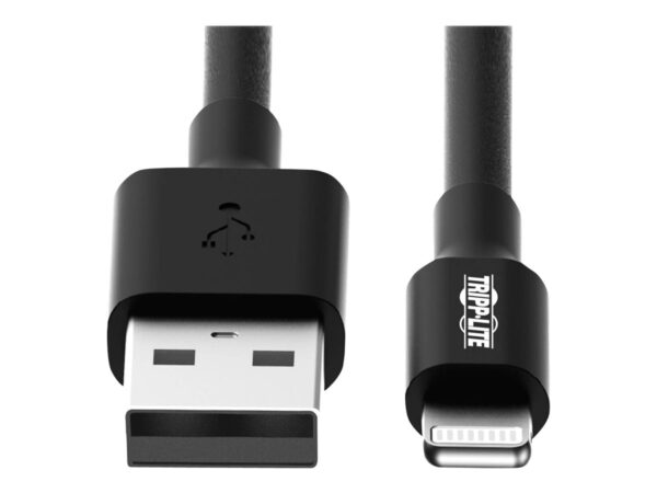 EATON TRIPPLITE USB-A to Lightning Sync/Charge Cable MFi Certified – Black M/M USB 2.0 10 in. 0.3m