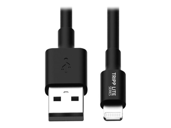 EATON TRIPPLITE USB-A to Lightning Sync/Charge Cable MFi Certified – Black M/M USB 2.0 10 in. 0.3m