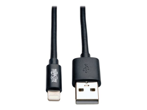 EATON TRIPPLITE USB-A to Lightning Sync/Charge Cable MFi Certified – Black M/M USB 2.0 10ft. 3.05m