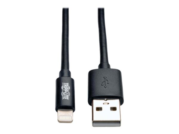 EATON TRIPPLITE USB-A to Lightning Sync/Charge Cable MFi Certified – Black M/M USB 2.0 3ft. 0.91m