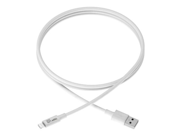 EATON TRIPPLITE USB-A to Lightning Sync/Charge Cable MFi Certified – White M/M USB 2.0 10ft. 3.05m