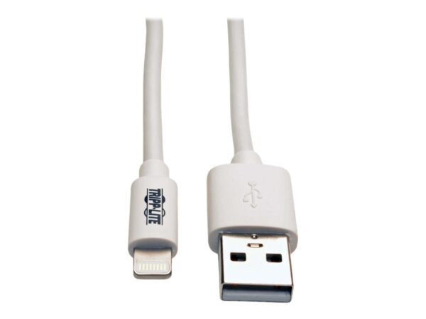EATON TRIPPLITE USB-A to Lightning Sync/Charge Cable MFi Certified – White M/M USB 2.0 3ft. 0.91m
