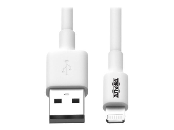 EATON TRIPPLITE USB-A to Lightning Sync/Charge Cable MFi Certified – White M/M USB 2.0 3ft. 0.91m