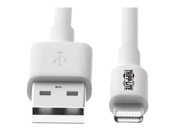 EATON TRIPPLITE USB-A to Lightning Sync/Charge Cable MFi Certified – White M/M USB 2.0 3ft. 0.91m