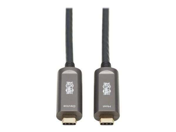 EATON TRIPPLITE USB-C AOC Cable M/M – USB 3.2 Gen 2 10 Gbps Plenum-Rated Fiber Active Optical Cable – Black 10m
