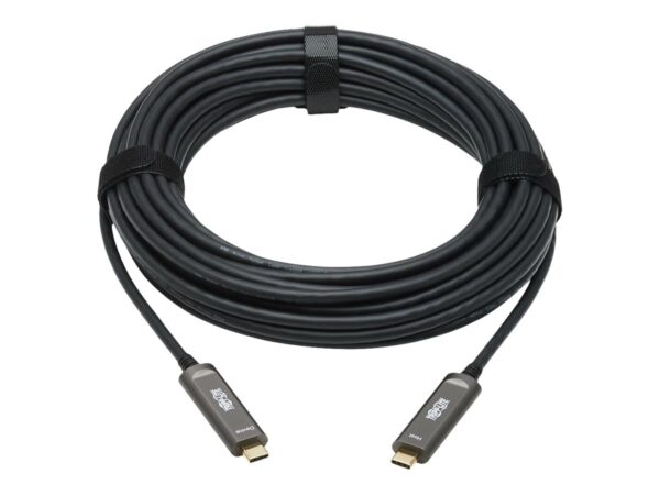 EATON TRIPPLITE USB-C AOC Cable M/M – USB 3.2 Gen 2 10 Gbps Plenum-Rated Fiber Active Optical Cable – Black 10m