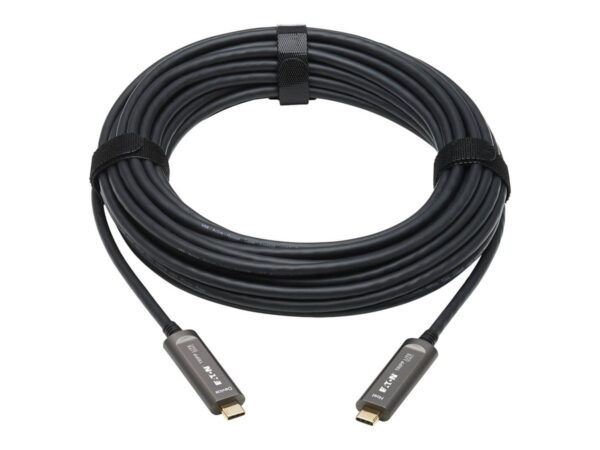 EATON TRIPPLITE USB-C AOC Cable M/M – USB 3.2 Gen 2 10 Gbps Plenum-Rated Fiber Active Optical Cable – Black 10m