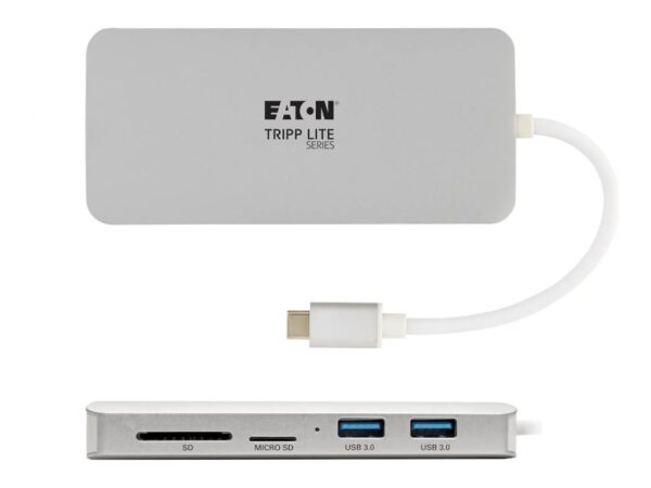 EATON TRIPPLITE USB-C Dock 4K HDMI USB 3.2 Gen 1 USB-A/C Hub GbE Memory Card 60W PD Charging