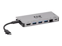 EATON TRIPPLITE USB-C Dock – 4K HDMI USB 3.2 Gen 1 USB-A Hub GbE Memory Card 100W PD Charging Detachable Cord