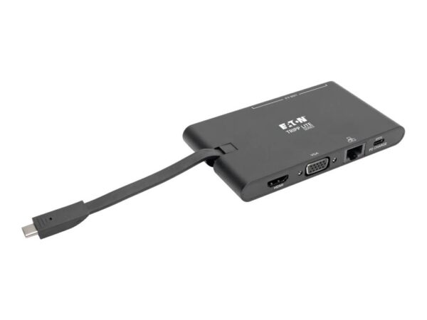 EATON TRIPPLITE USB-C Dock 4K HDMI VGA USB 3.2 Gen 1 USB-A/C Hub GbEemory Card 100W PD Charging