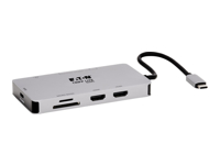 EATON TRIPPLITE USB-C Dock Dual Display – 4K 60Hz HDMI USB 3.2 Gen 1 USB-A Hub GbE Memory Card 100W PD Charging Gray