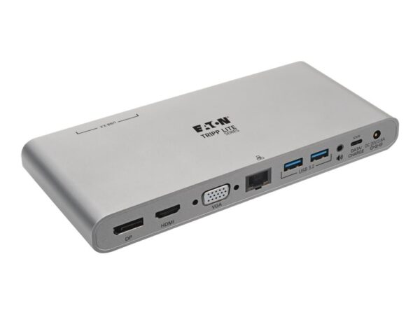 EATON TRIPPLITE USB-C Dock Triple Display – 4K HDMI/DisplayPort VGA USB 3.2 Gen 1 USB-A/USB-C Hub GbE 100W PD Charging International