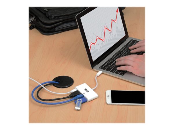 EATON TRIPPLITE USB-C Multiport Adapter – 4K HDMI USB-A Port GbE 60W PD Charging HDCP White