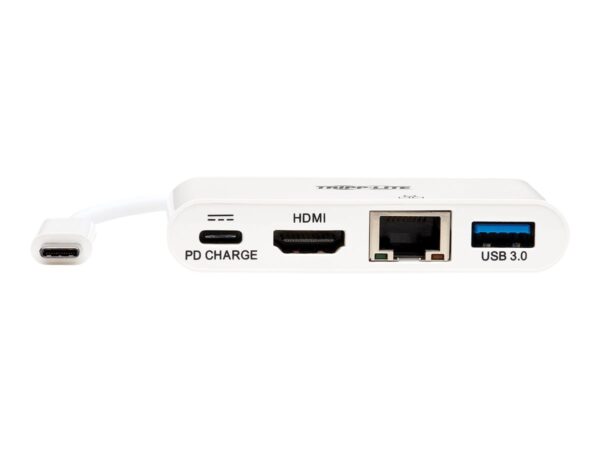 EATON TRIPPLITE USB-C Multiport Adapter – 4K HDMI USB-A Port GbE 60W PD Charging HDCP White