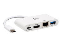 EATON TRIPPLITE USB-C Multiport Adapter – 4K HDMI USB-A Port GbE 60W PD Charging HDCP White