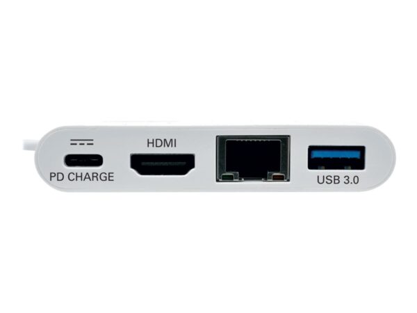 EATON TRIPPLITE USB-C Multiport Adapter – HDMI USB 3.0 Port GbE 60W PD Charging HDCP White