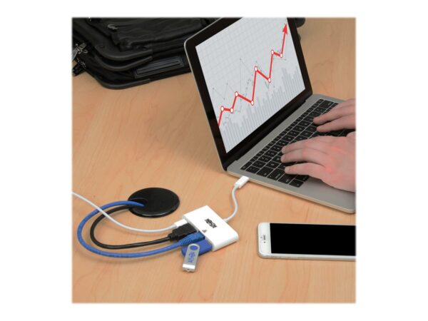 EATON TRIPPLITE USB-C Multiport Adapter – HDMI USB 3.0 Port GbE 60W PD Charging HDCP White