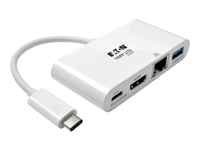 EATON TRIPPLITE USB-C Multiport Adapter – HDMI USB 3.0 Port GbE 60W PD Charging HDCP White