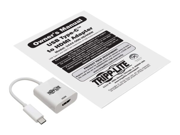 EATON TRIPPLITE USB-C to HDMI Adapter M/F – 4K 60Hz HDCP 2.2 White