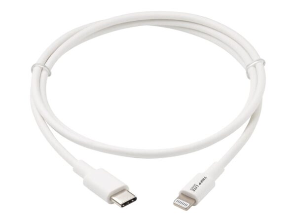 EATON TRIPPLITE USB-C to Lightning Sync/Charge Cable M/M MFi Certified White 3ft. 0.9m
