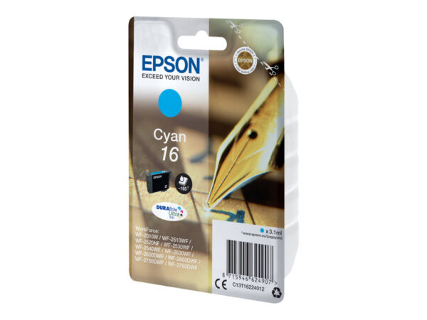 EPSON 1LB 16 ink cartridge cyan standard capacity 3.1ml 165 pages 1-pack RF-AM blister w/s
