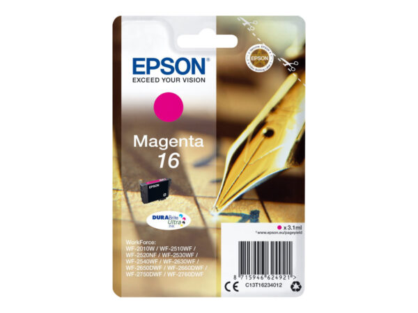 EPSON 1LB 16 ink cartridge magenta standard capacity 3.1ml 165 pages 1-pack blister without alarm