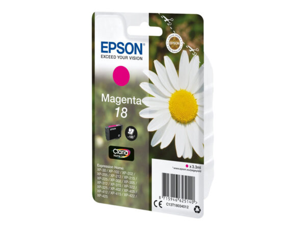 EPSON 1LB 18 ink cartridge magenta standard capacity 3.3ml 180 pages 1-pack RF-AM blister w/s