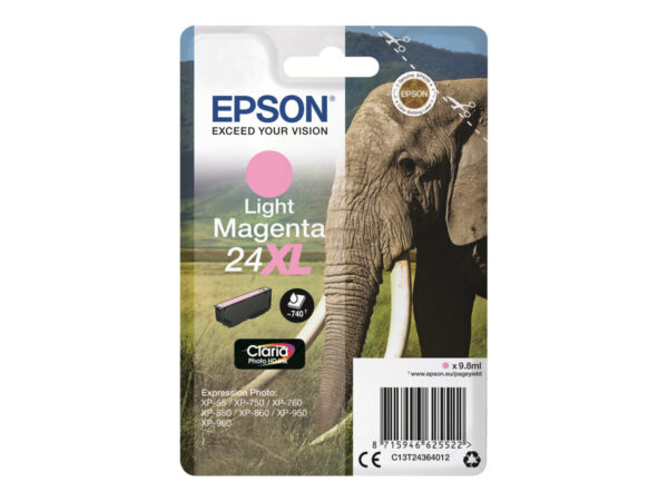 EPSON 1LB 24XL ink cartridge light magenta high capacity 9.8ml 740 pages 1-pack blister without alarm