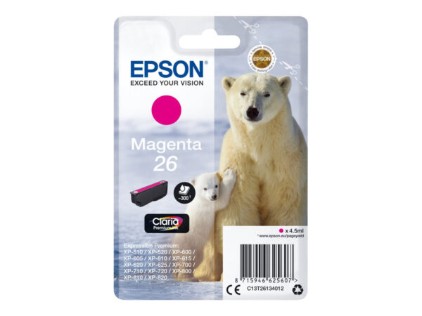 EPSON 1LB 26 ink cartridge magenta standard capacity 4.5ml 300 pages 1-pack blister without alarm