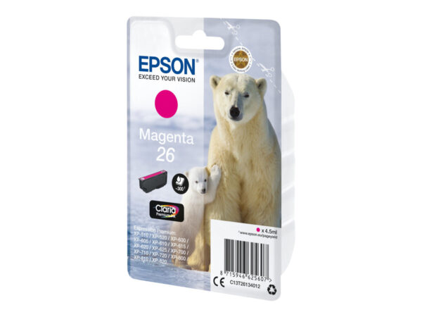 EPSON 1LB 26 ink cartridge magenta standard capacity 4.5ml 300 pages 1-pack RF-AM blister w/s
