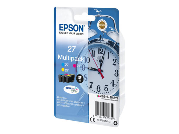 EPSON 1LB 27 ink cartridge cyan magenta and yellow standard capacity 3×3.6ml 3×350 pages combopack blister without alarm – DURABrite