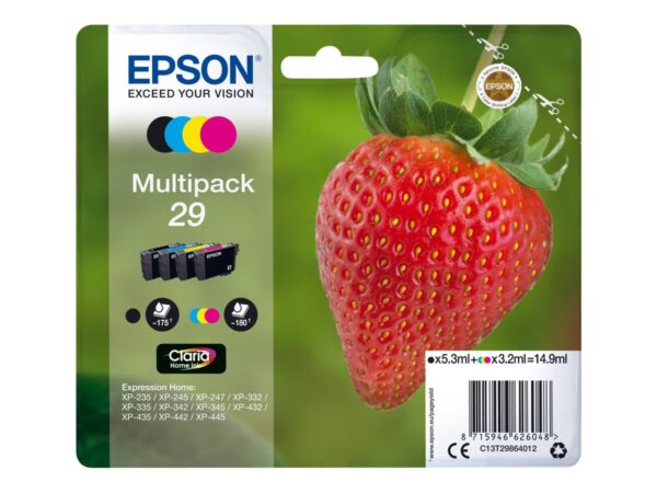 EPSON 1LB Multipack Fraise – Ink Claria Home Black Cyan Magenta Yellow w/s