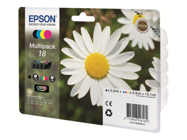 EPSON 3LB 18 ink cartridge black and tri-colour standard capacity 15.1ml 4-pack blister without alarm