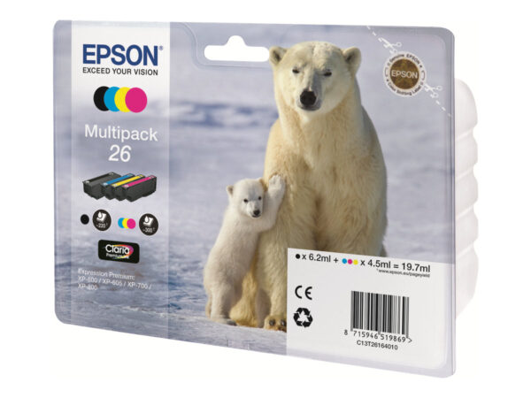 EPSON 3LB 26 ink cartridge black and tri-colour standard capacity 19.7ml 1-pack RF-AM blister w/s