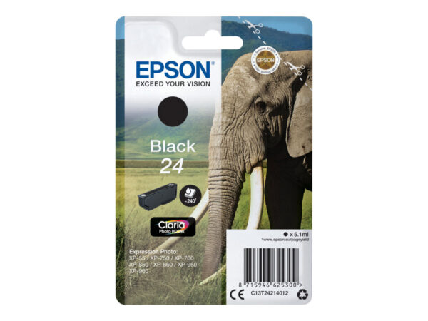 EPSON 5LB 24 ink cartridge black standard capacity 5.1ml 240 pages 1-pack RF-AM blister w/s