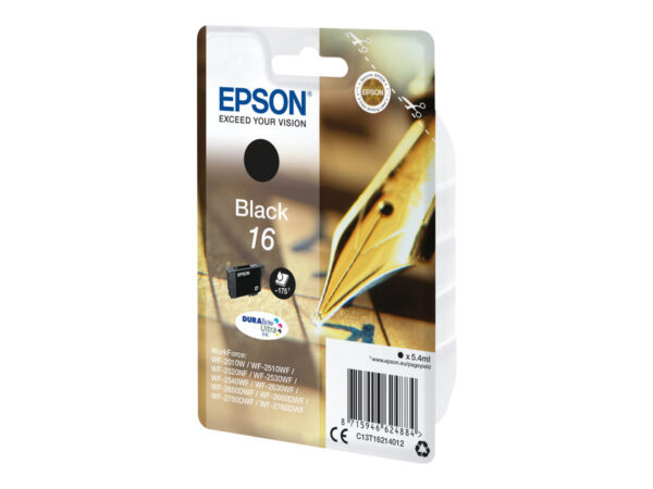 EPSON 6LB 16 ink cartridge black standard capacity 5.4ml 175 pages 1-pack RF-AM blister w/s